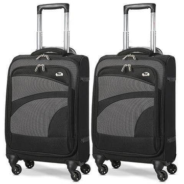 Aerolite (47x35x20cm) Lightweight Soft Shell Cabin Hand Luggage (x2 Set) | 4 Wheels - Packed Direct UK